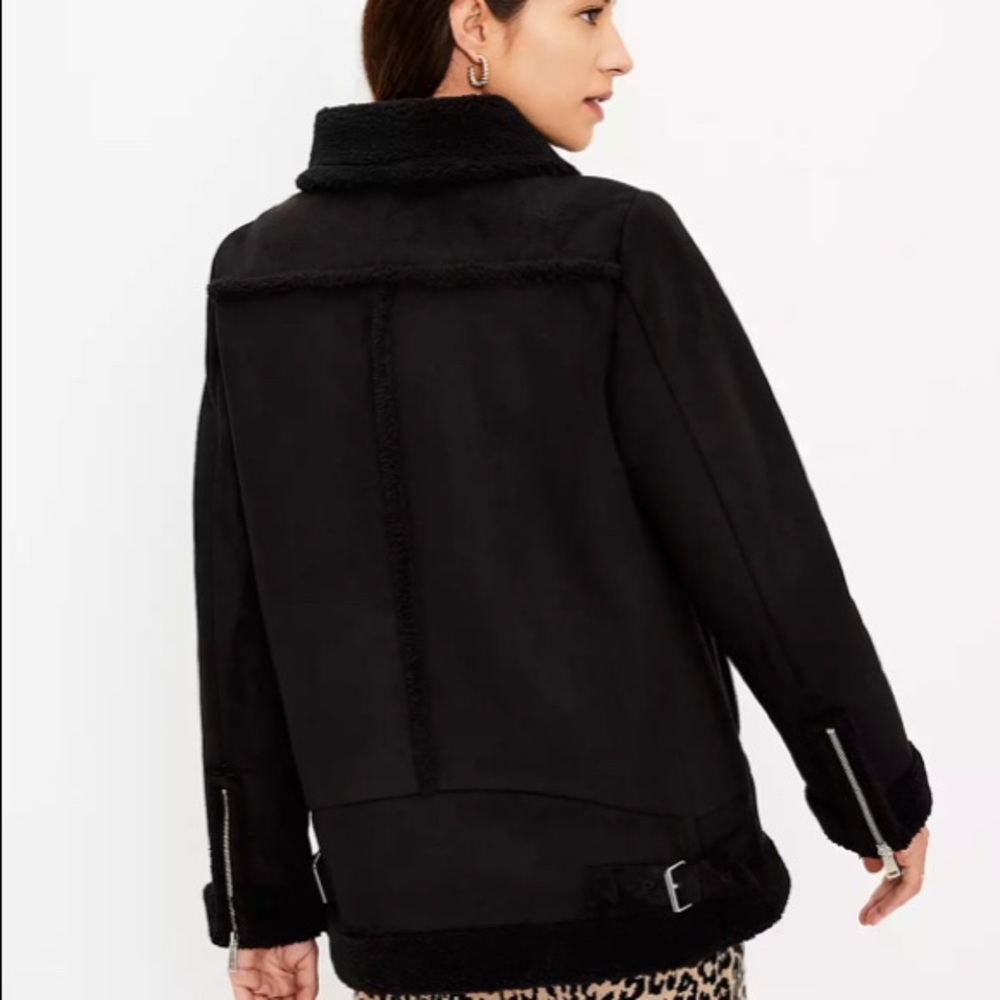 NWT LOFT Faux Suede Aviator Jacket